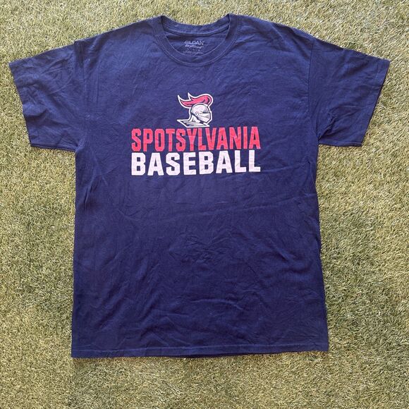 Vintage Y2K Sportsylvania Knights Baseball Graphic Logo Navy Tee Shirt Mens XL - Picture 1 of 8